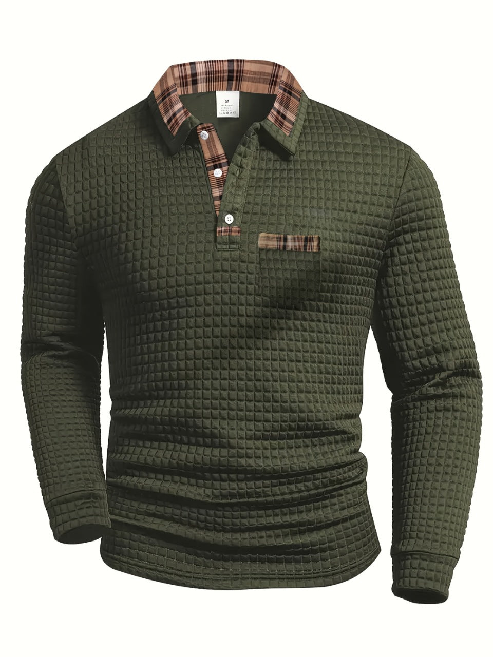 Klassiek geruit poloshirt met lange mouwen voor heren