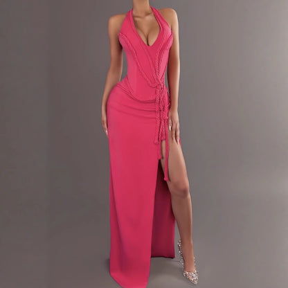 Party Hollow Out Backless Long Bandage Dress