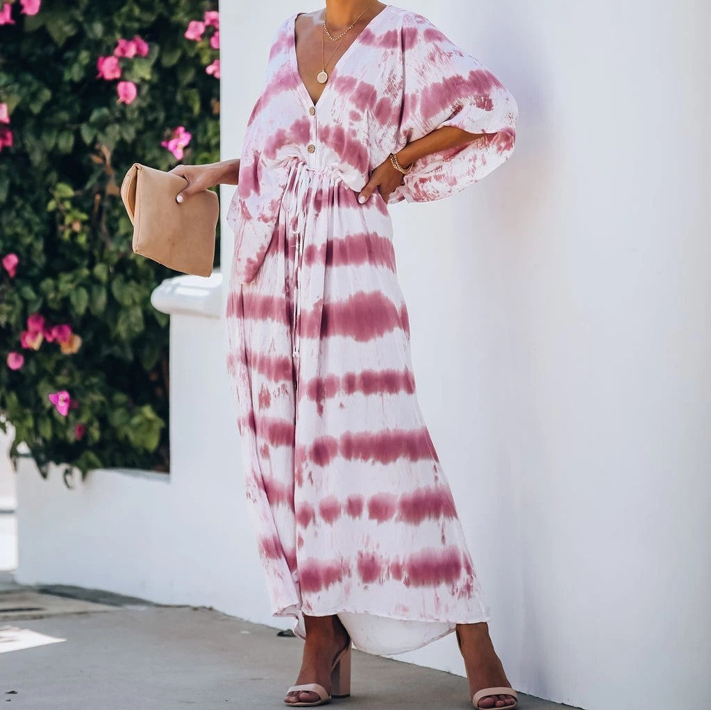 Tie-dye cardigan maxi-jurk
