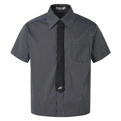 Short Sleeve Shirt Loose Casual College Style Blouse for Men Summer
