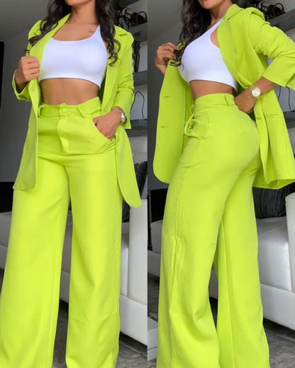 Elegant Solid Color Women's Suit Set