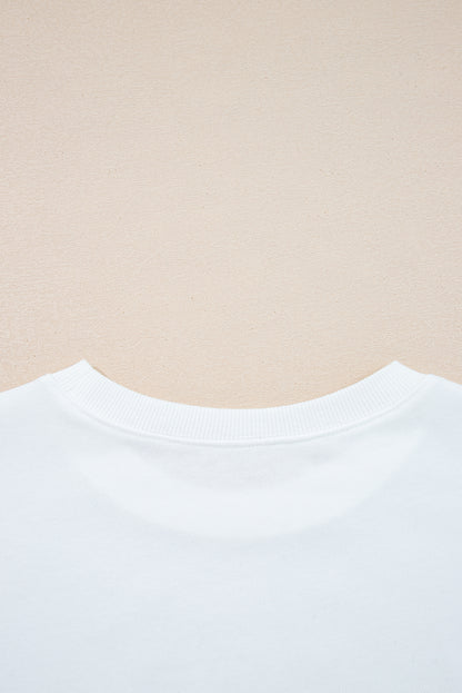 Preppy sweatshirt met strepen op de mouwen en een losse pasvorm