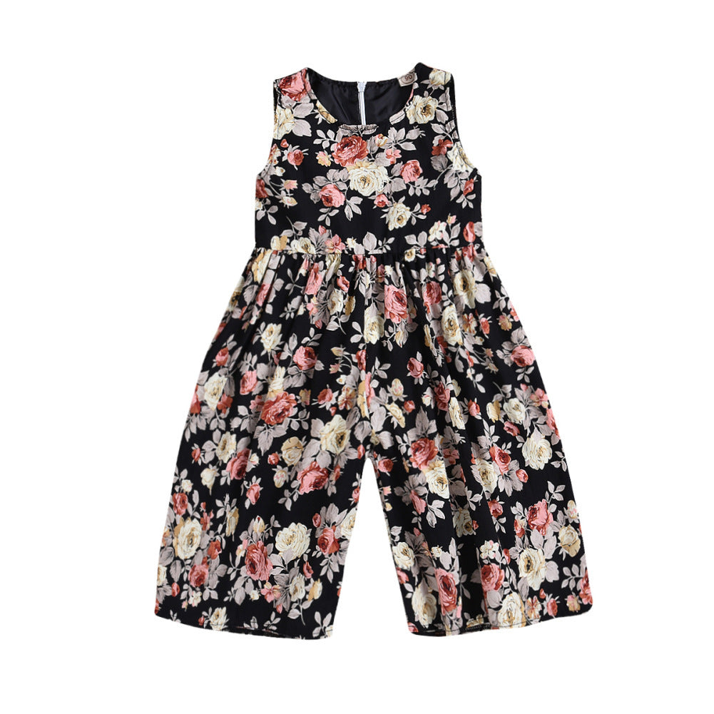 Gebloemde meisjes jumpsuit met wijde pijpen