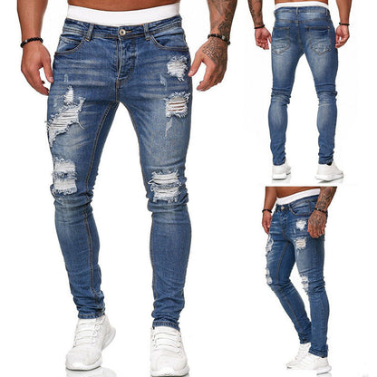 Street Style gescheurde skinny vintage wash jeans