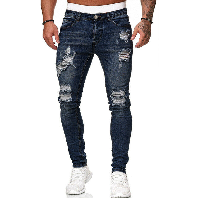 Street Style gescheurde skinny vintage wash jeans