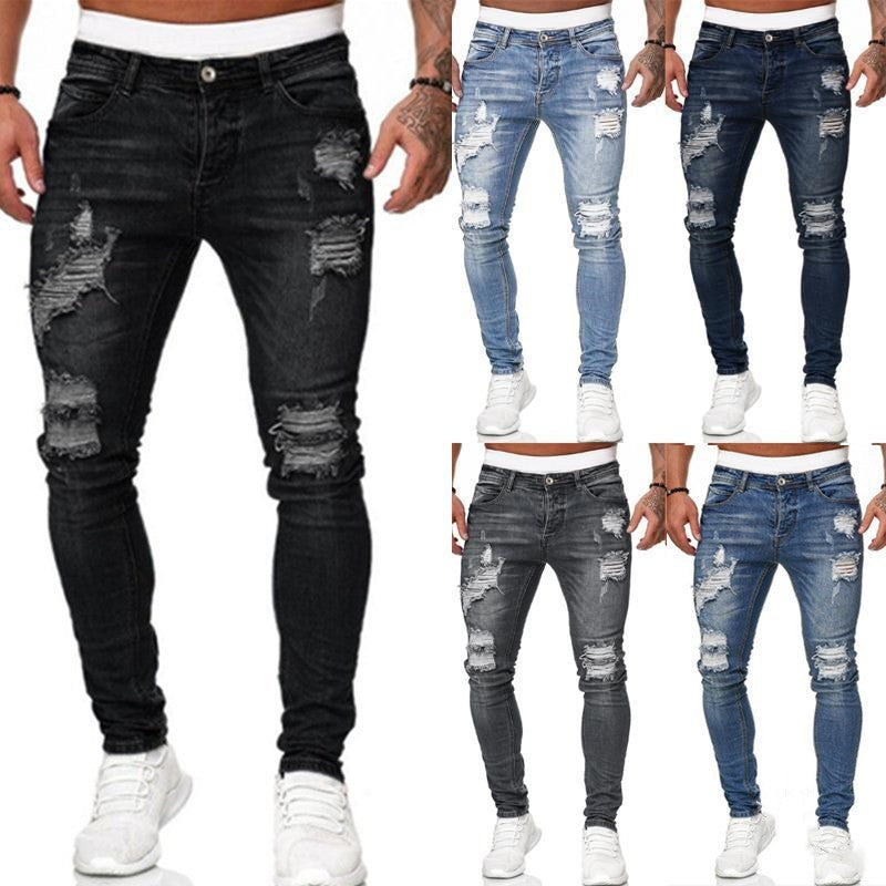 Street Style gescheurde skinny vintage wash jeans