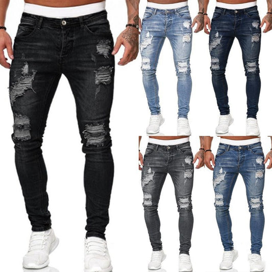 Street Style gescheurde skinny vintage wash jeans