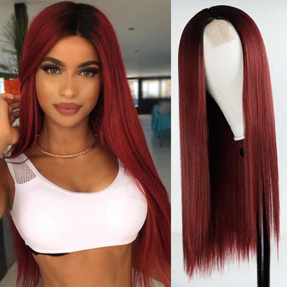 Synthetic Lace Wig Fade Long Straight Hair