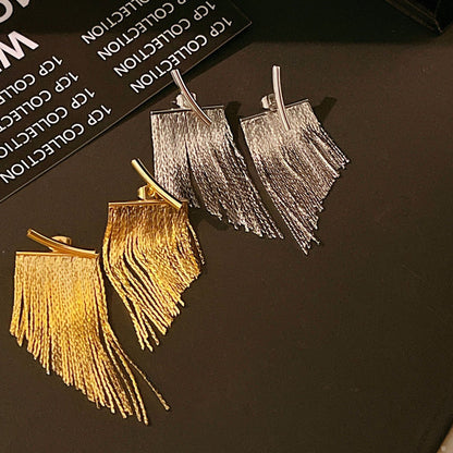Metal snake bone chain fringed earrings