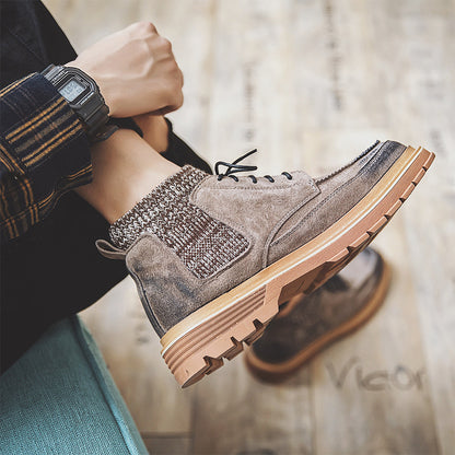 Heren Echt Leren Martin Boots Britse Stijl