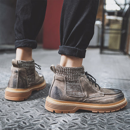 Heren Echt Leren Martin Boots Britse Stijl