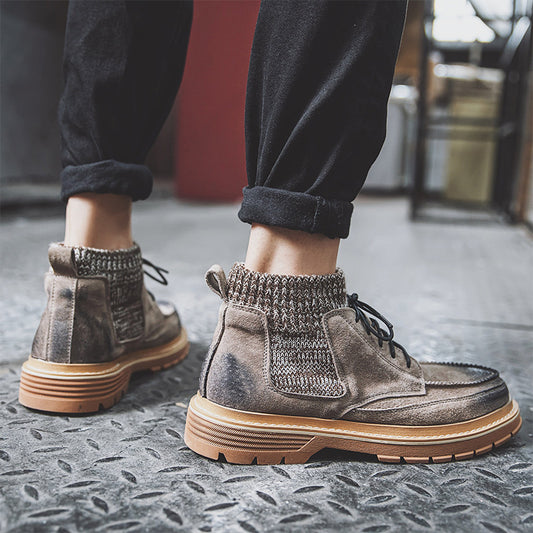 Heren Echt Leren Martin Boots Britse Stijl