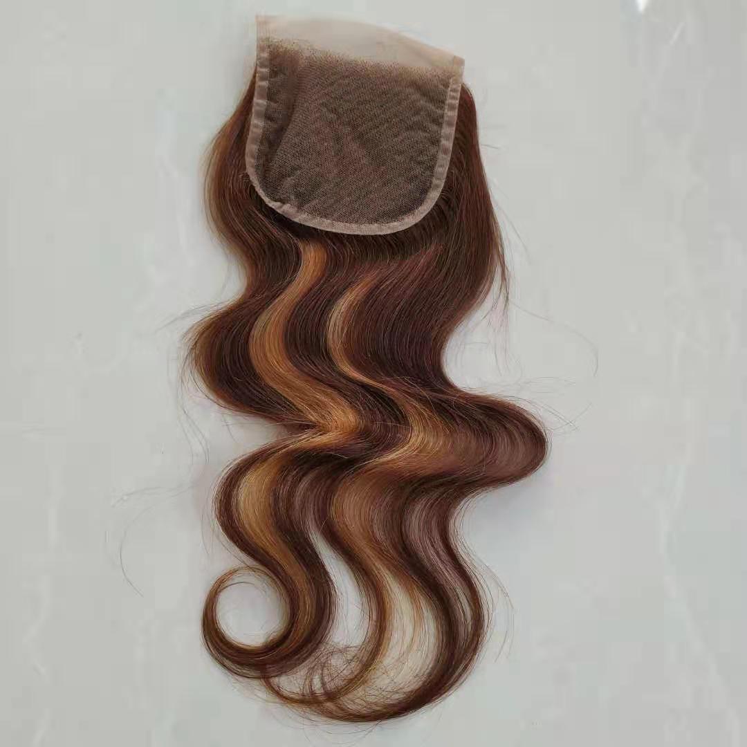 Real Hair Weave Colorblock Body Wave Human Hair Bundle With Closure