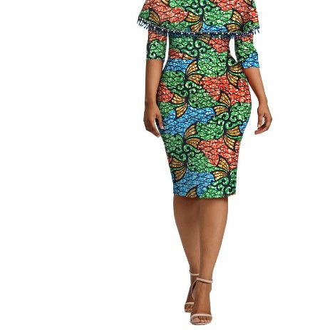 Afrikaanse etnische karakteristieke batik bedrukte katoenen jurk