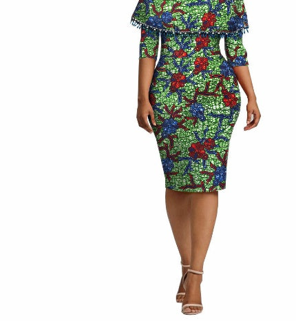 Afrikaanse etnische karakteristieke batik bedrukte katoenen jurk