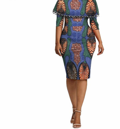 Afrikaanse etnische karakteristieke batik bedrukte katoenen jurk