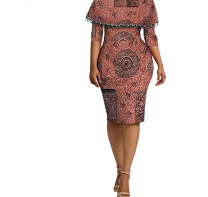 Afrikaanse etnische karakteristieke batik bedrukte katoenen jurk