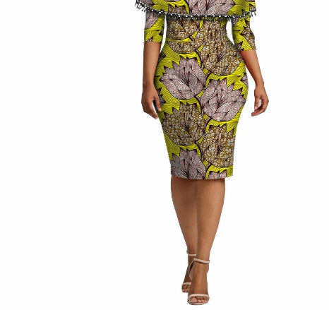 Afrikaanse etnische karakteristieke batik bedrukte katoenen jurk