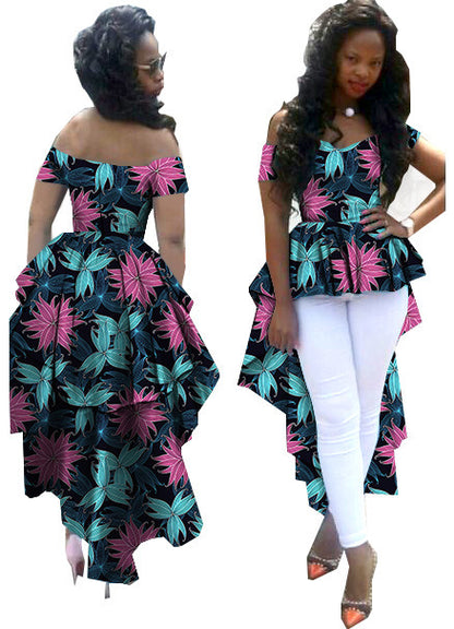 Afrikaanse bedrukte asymmetrische top van katoen