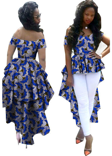 Afrikaanse bedrukte asymmetrische top van katoen