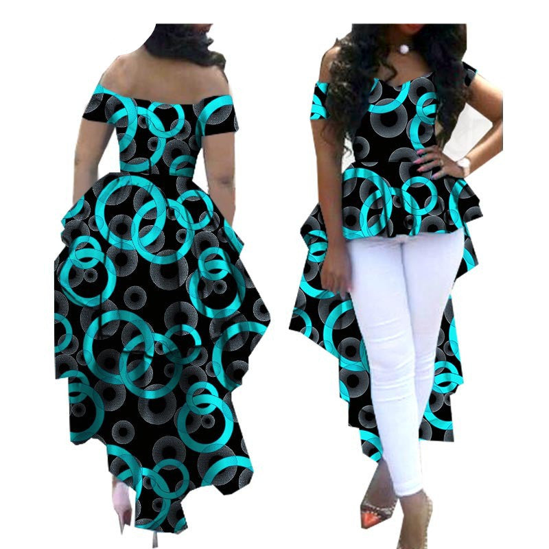 Afrikaanse bedrukte asymmetrische top van katoen