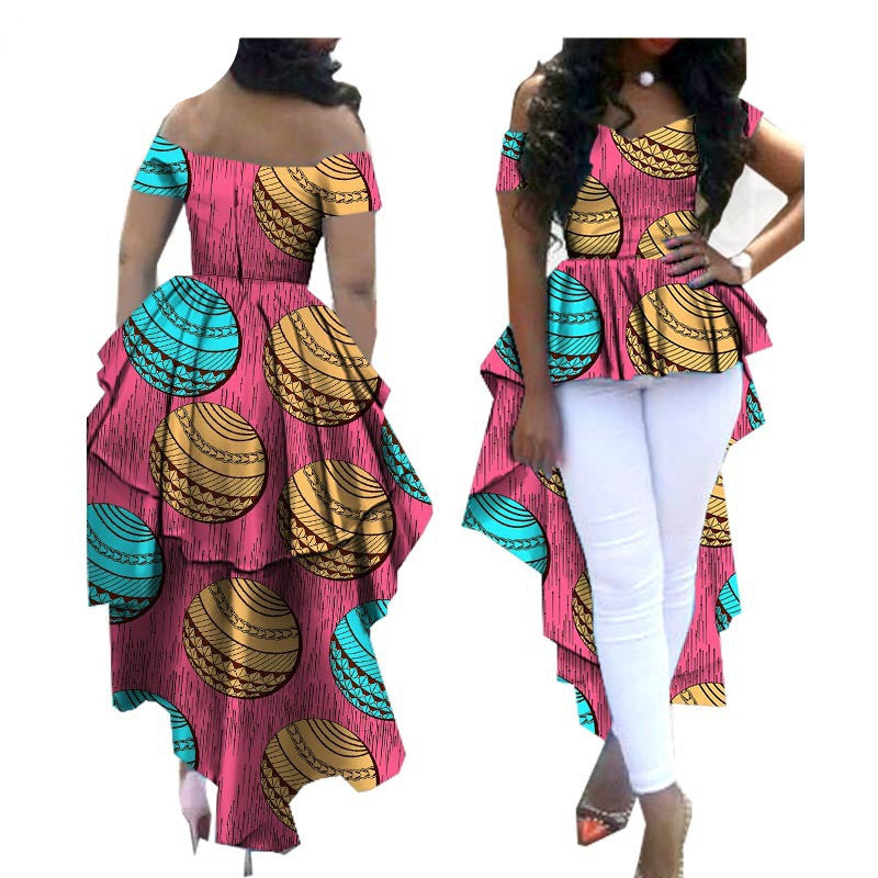 Afrikaanse bedrukte asymmetrische top van katoen