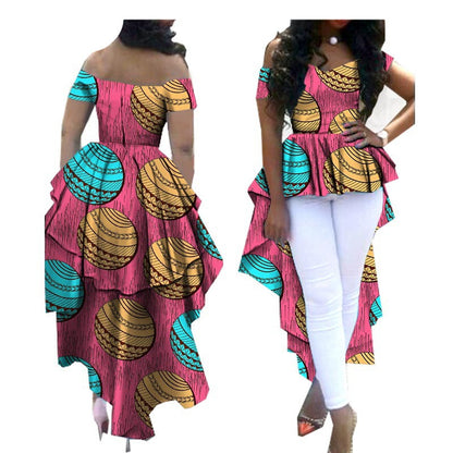 Afrikaanse bedrukte asymmetrische top van katoen