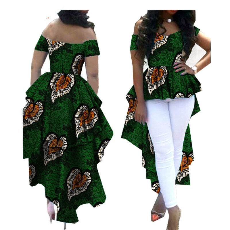 Afrikaanse bedrukte asymmetrische top van katoen