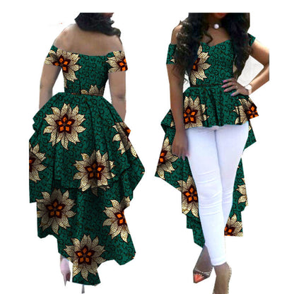 Afrikaanse bedrukte asymmetrische top van katoen