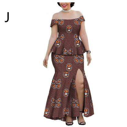 Plus size Afrikaanse etnische print batik katoen 2-delige pak