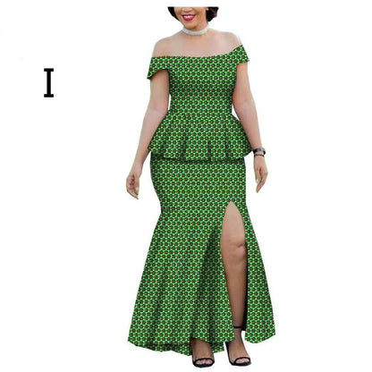 Plus size Afrikaanse etnische print batik katoen 2-delige pak