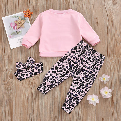 Lange mouwen luipaardprint broek 3-delig babyset