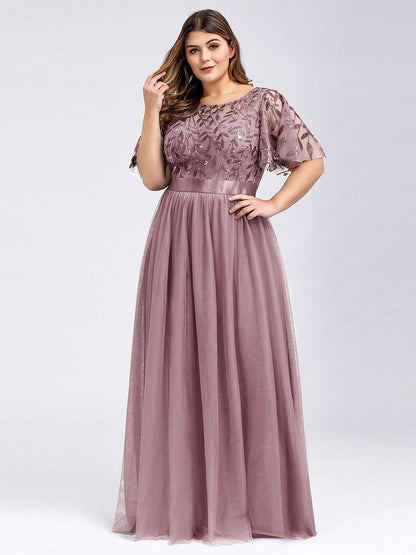 Bruidsmeisjesjurk met pailletten mesh en kant