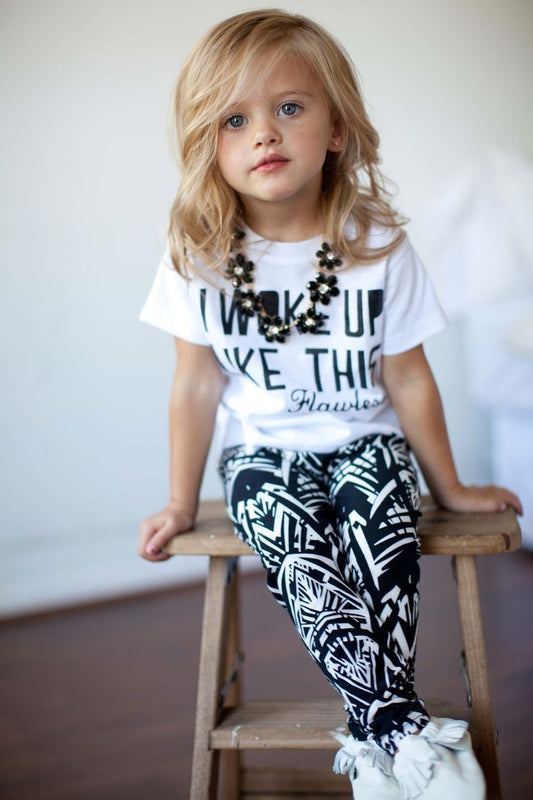 T-shirt met korte mouwen geometrische print broek tweedelig meisjes set