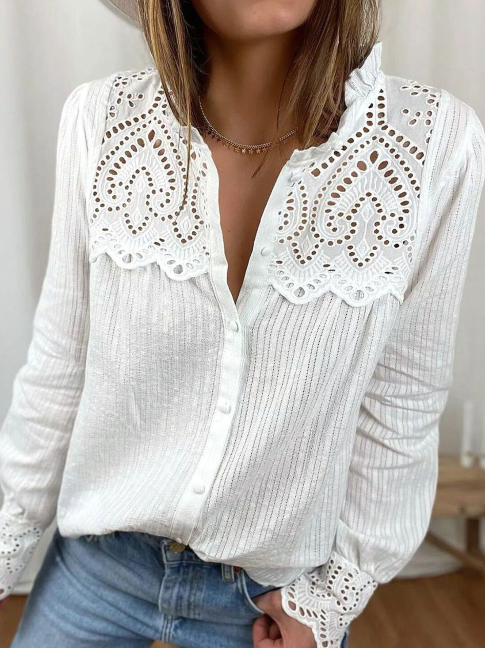 Dames geborduurde kanten boho blouse