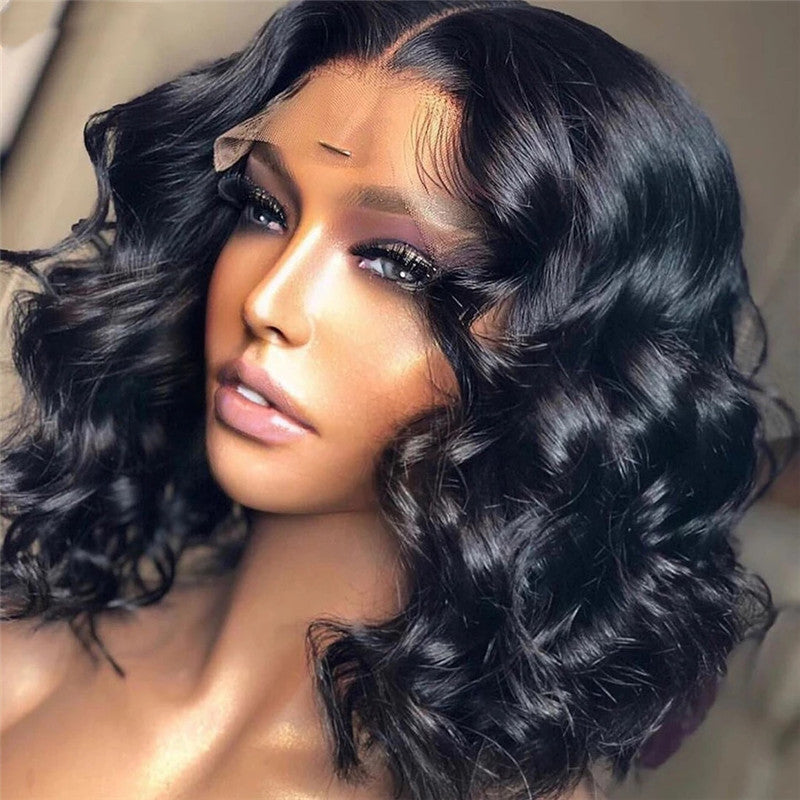 Synthetic Front Lace Short 12inches 13*4 Bouncy Curls