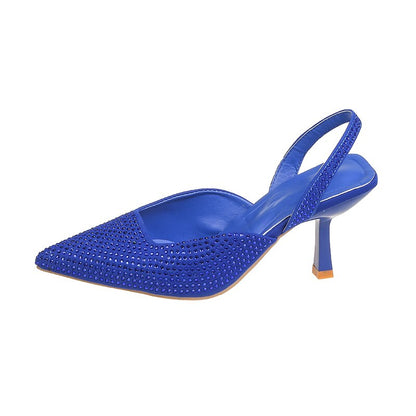 Slingback pumps met strass dunne hoge hak en spitse neus