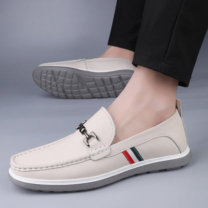 Spring Low-Cut Slip-On Genuine Leather First-Layer Cowhide Shoes