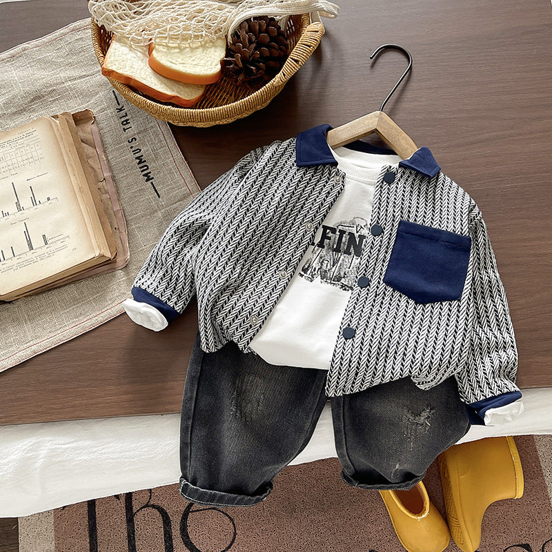 Striped long sleeved three piece set