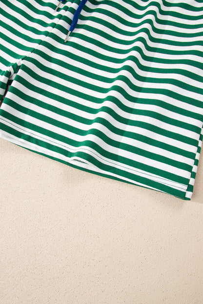 Gestreepte boxy T-shirt en shorts met trekkoord elastische tailleband plus size