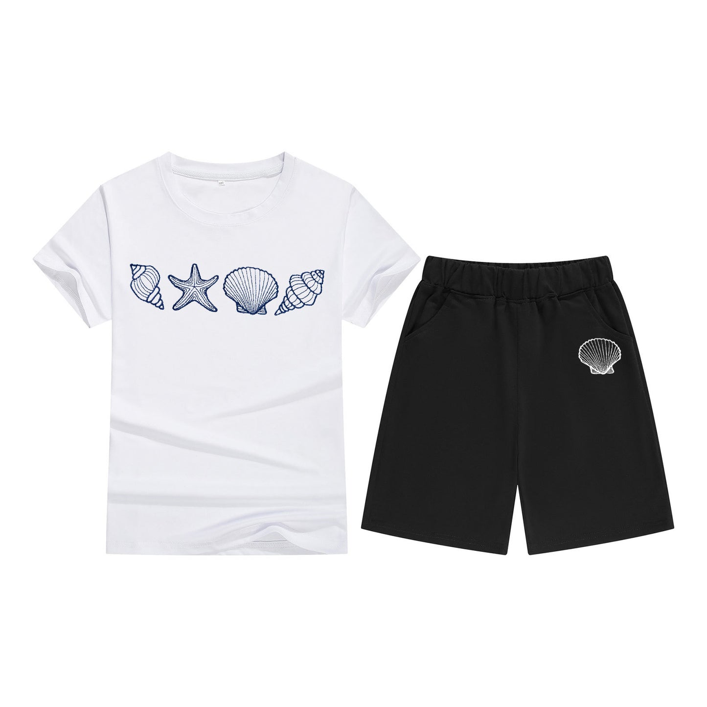 Unisex katoenen T-shirt met korte mouwen en shorts