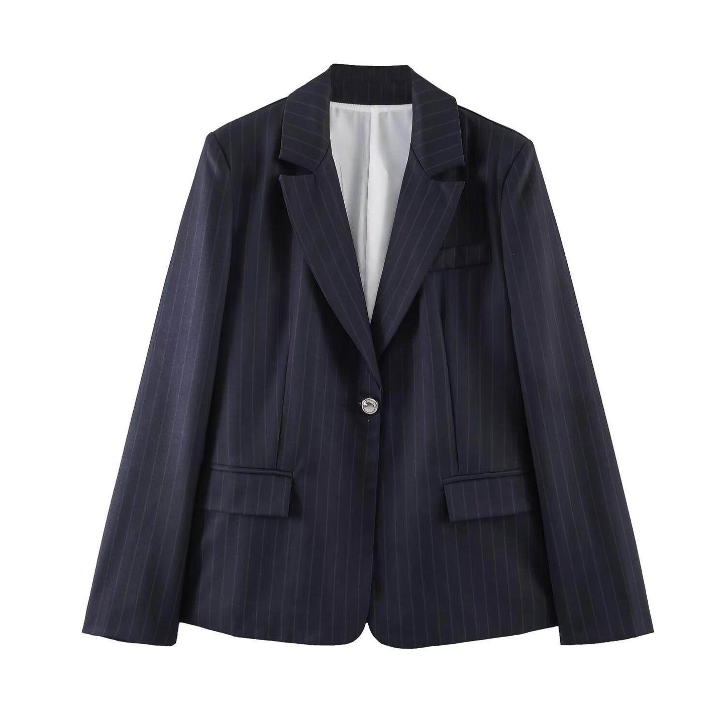 Casual notched lapel slim striped suit jacket