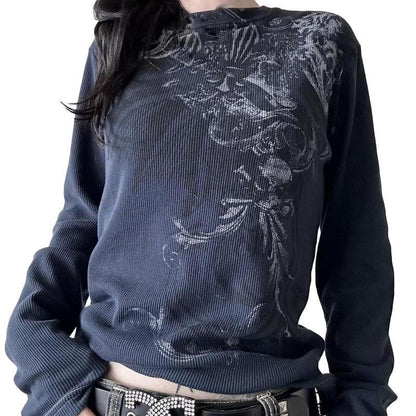 Printed long-sleeved T-shirt