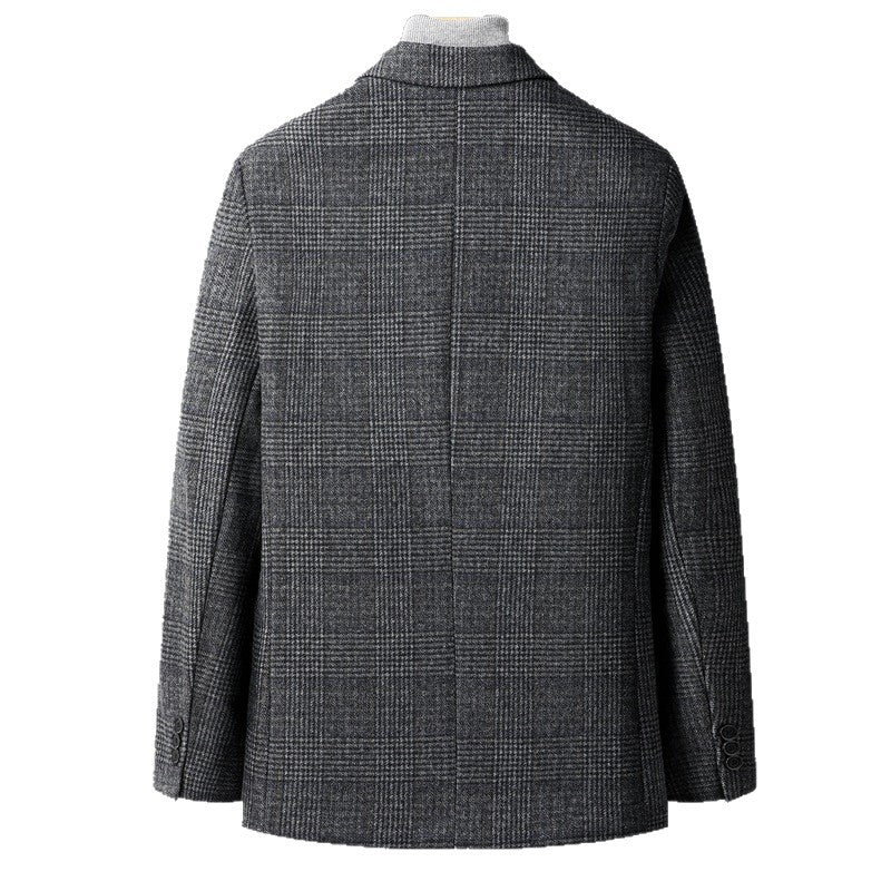 Men's Wool Blend Plaid Suit Coat