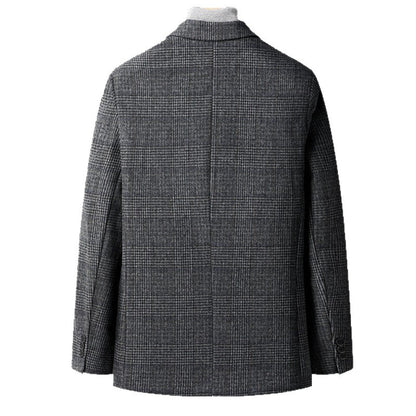 Men's Wool Blend Plaid Suit Coat