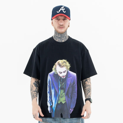 Men's Clothing Joker Dark Breathable Printed Crew Neck Short Sleeve T-Shirt for Men and Women