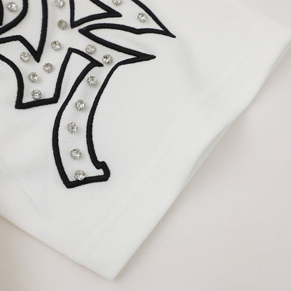 Gothic letter embroidered short sleeved polo shirt