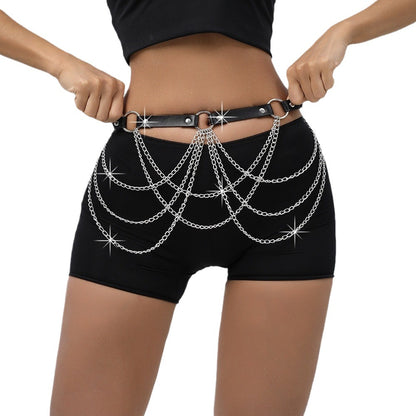 Trendy Chain Restraint Belt with Tassel