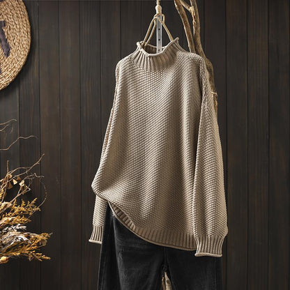Womens Vintage Half Turtleneck Oversized Sweater