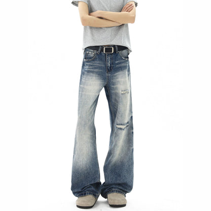 Street Style Washed Distressed Denim Pants